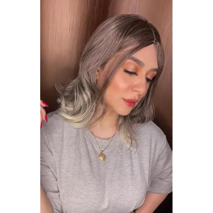 DILLARDS Synthetic Gray Ombre Wig, Medium Length Wavy Style, Heat Resistant Fiber, Natural Looking Side Part, Cosplay Fashion Hair Piece - Image 3